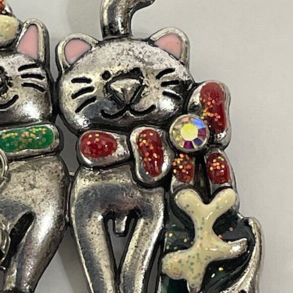 Silvertone three cat brooch. "Friends are the greatest gift" - Picture 4 of 6